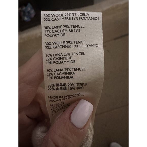 FREE PEOPLE Dana Cashmere Wool Luxe Ivory Beige Slit Polo Midi Sweater Dress XS - Picture 12 of 16